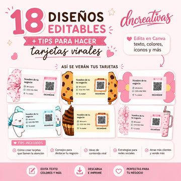 ✨ 18 Plantillas de Tarjetas de Presentación Editables en Canva 💗